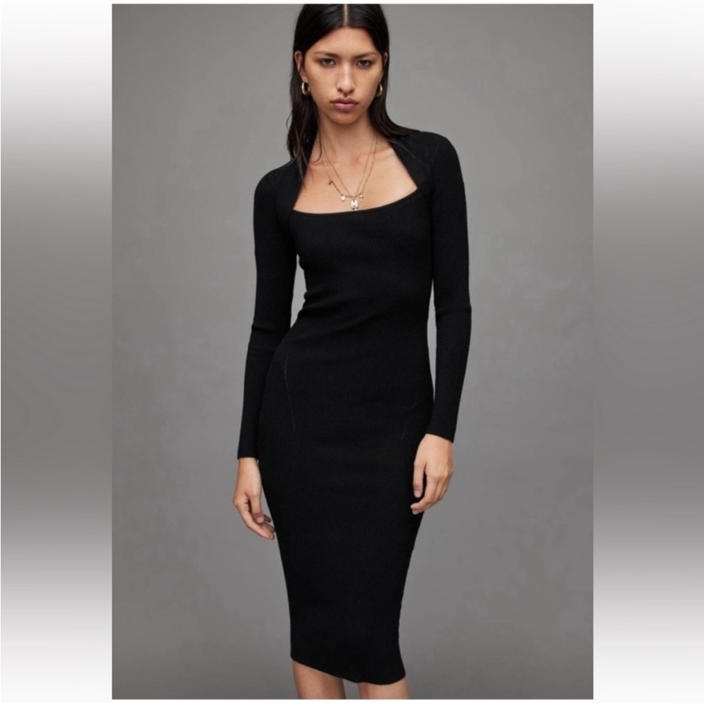 All Saints Black Long Sleeve Rea Dress